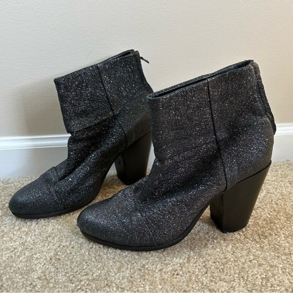 Rag & Bone Newbury Gunmetal Metallic Heeled Booties Size 10